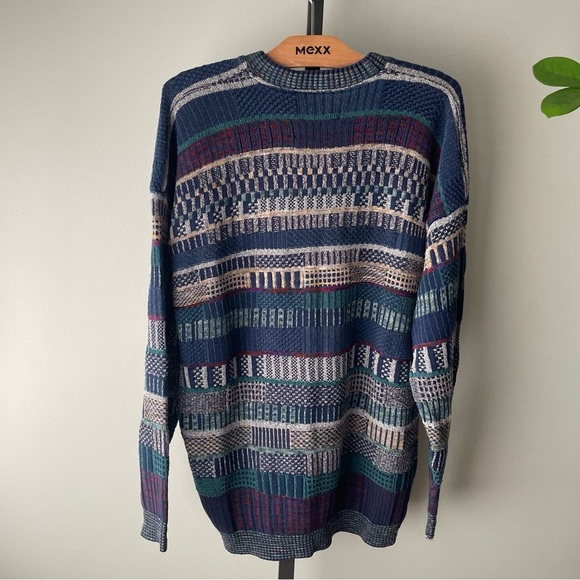 Vintage Tundra Coogi Style Knit Grandpa Sweater Cotton Blend Mens Size XL - Picture 2 of 11